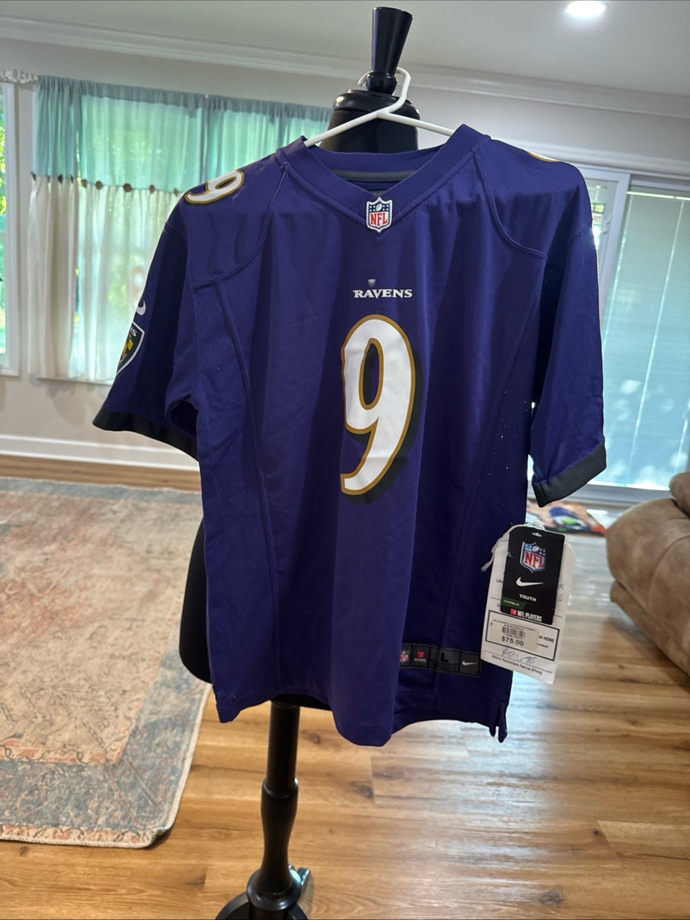 NFL Baltimore Ravens Youth Purple #9 Football Jersey